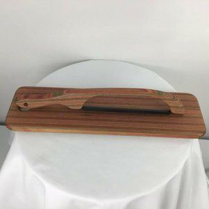 Wood Pink Stripe Bow Bread Knife And Board